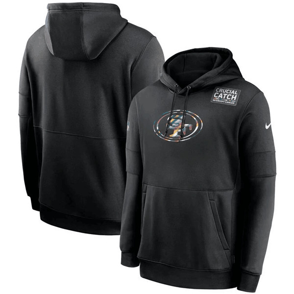 Men's San Francisco 49ers 2020 Black Crucial Catch Sideline Performance Pullover Hoodie